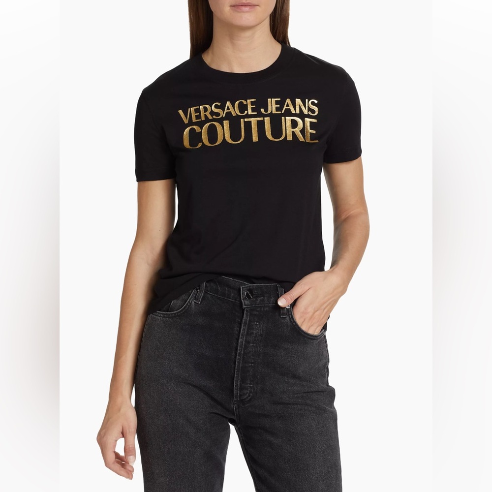 NWOT Versace Jeans Couture Institutional Logo T-Shirt Black/Gold